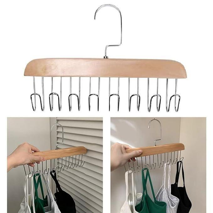 Multifunctional Wooden Hanger with Metal Hooks (Pack of 2) - Anu & Alex