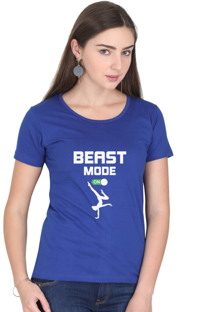 Women Round Neck Half Sleeves T-Shirt - Beast Mode On - Anu & Alex