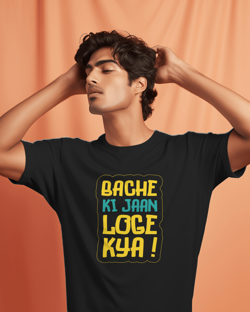 Men Half Sleeves T-Shirt - Bache Ki Jaan - Anu & Alex