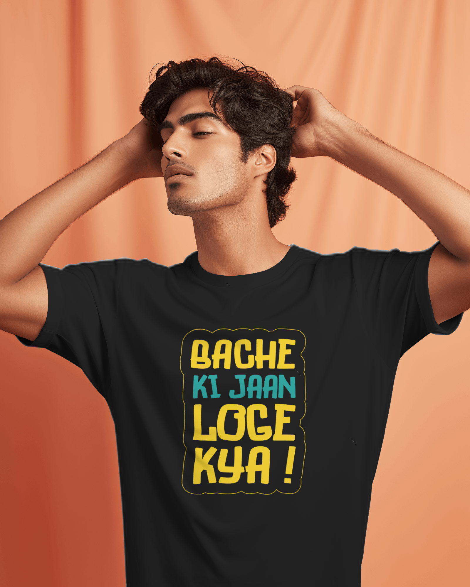 Men Half Sleeves T-Shirt - Bache Ki Jaan - Anu & Alex