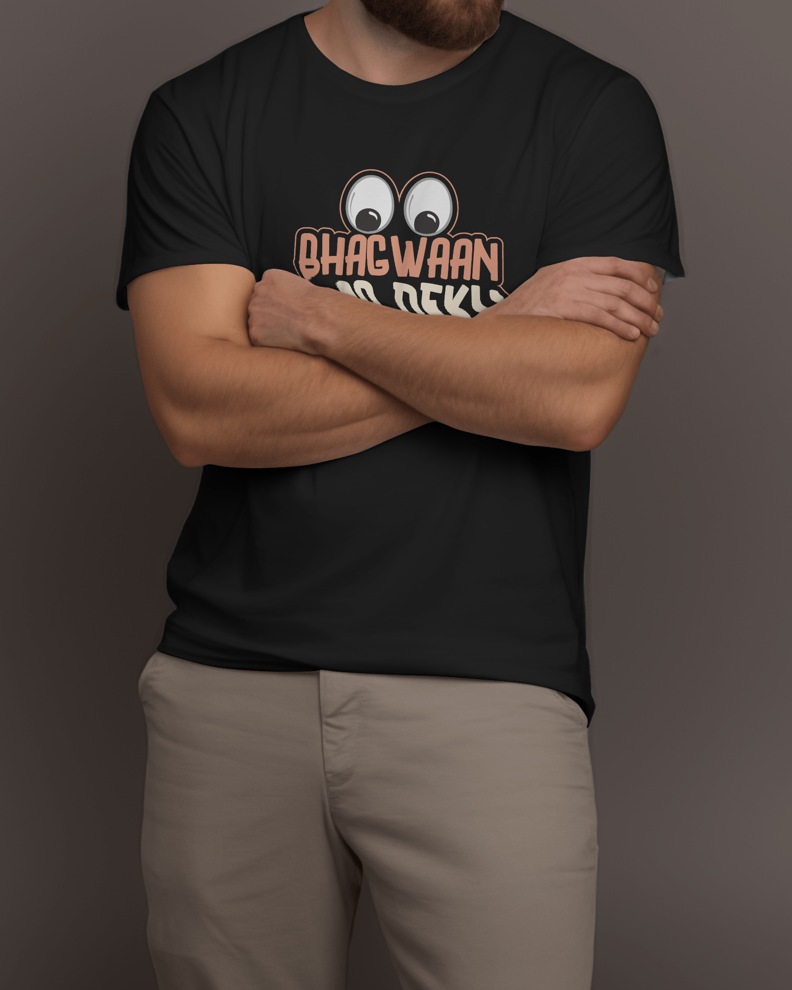 Half Sleeves Men T-Shirt - Bhagwaan Sab Dekh Raha Hai - Anu & Alex