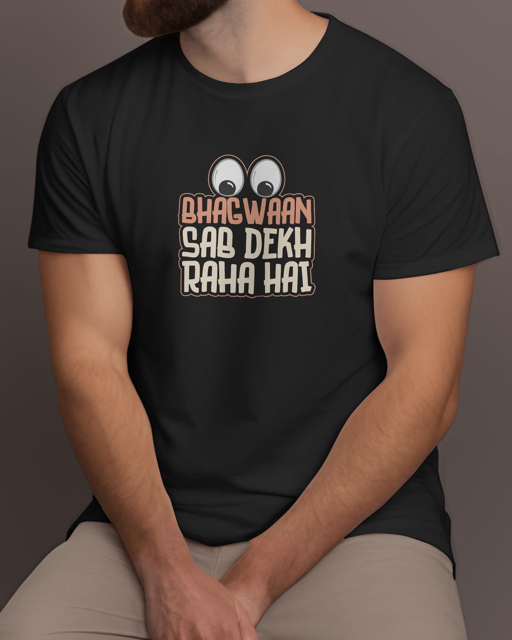 Half Sleeves Men T-Shirt - Bhagwaan Sab Dekh Raha Hai - Anu & Alex