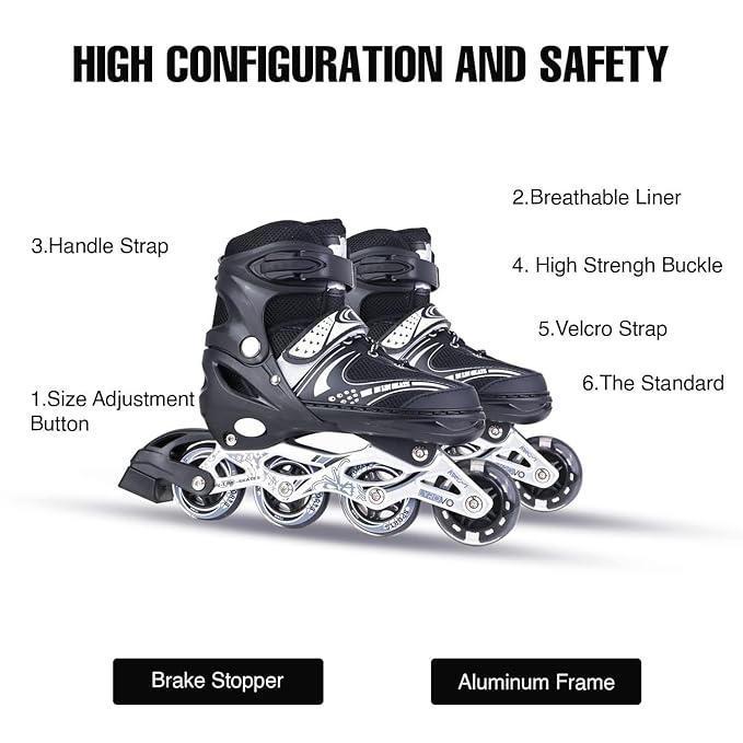 Adjustable Size Inline Skates with LED Flash Light On Wheels for Kids - Age 7 to14 Years (Multicolour - Multidesign, Multicolour-Multidesign, Unisex-Baby)