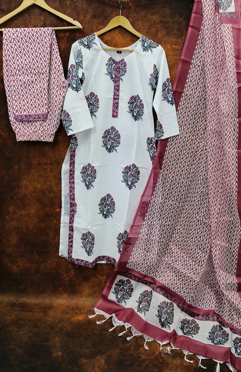 Women Floral Printed Kurta and Pant set with Dupatta