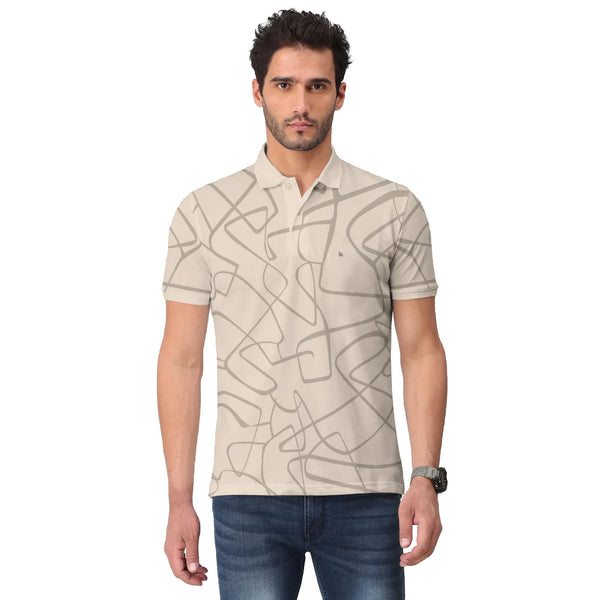 Trendy Graphic Print Half Sleeve Polo T-Shirt for Men's