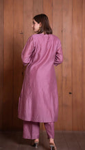 Women Lavender Cotton Silk Kurta with Trousers