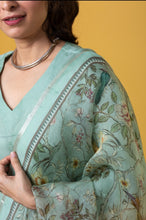 Women Pista Butti Chanderi Silk Kurta with Trousers & With Dupatta