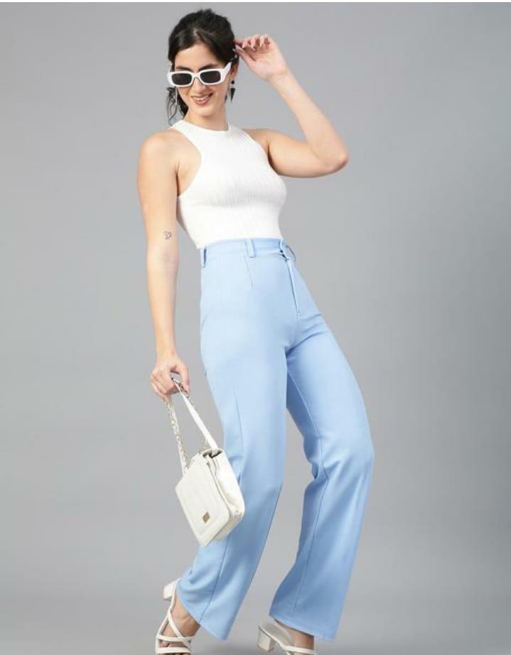 CERULEAN BLUE TROUSERS FOR WOMEN