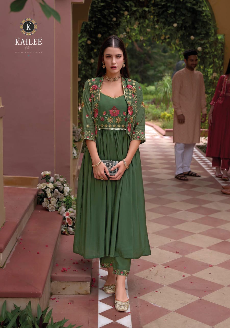 Women Pista Pure Viscouse Silk Kurta with Trousers & With Dupatta