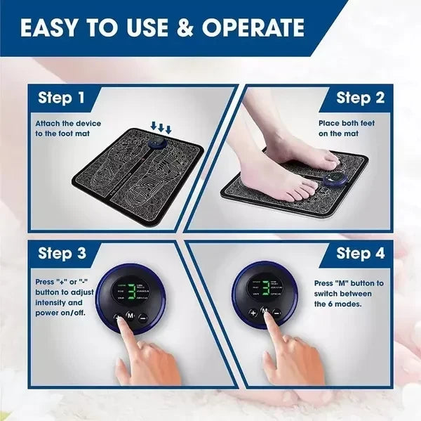 Remote Control Massage, USB Foot Massager, Electric EMS Foot Massage Machine, Rechargeable Portable Folding Automatic with 8 Mode 19 Intensity, 15 Minute Auto Run for Legs, Body, Hand Therapy