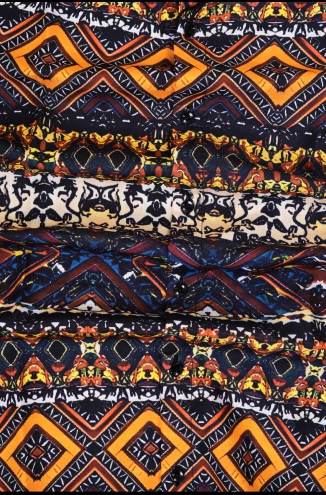Poly Cotton Printed Half Sleeeves Multicolor Regular Fit Mens Casual Shirt - Anu & Alex