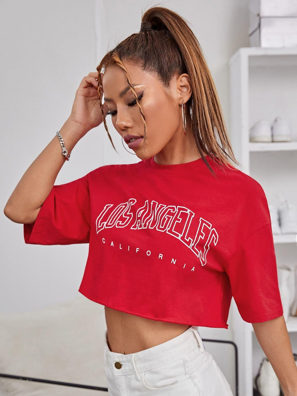 AAHWAN Women's Typography Front Print Crop Top - Anu & Alex