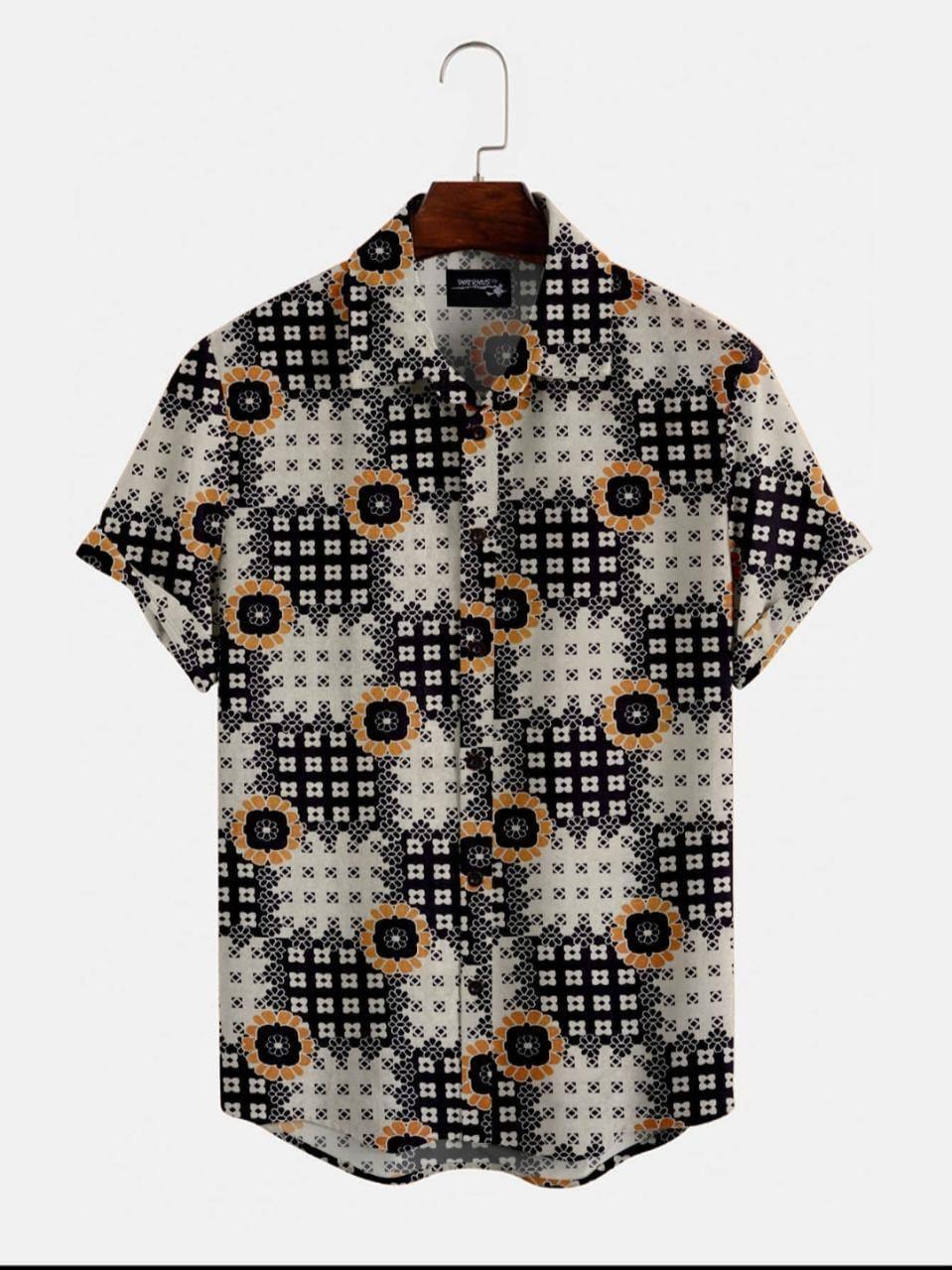 Poly Cotton Printed Half Sleeeves Regular Fit Mens Casual Shirt - Anu & Alex