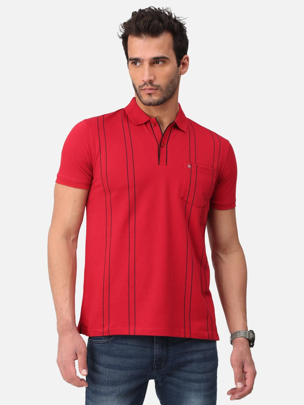 Trendy Striped Printed Half Sleeve Polo T-Shirt for Men's - Anu & Alex