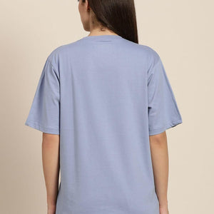 Dillinger Women's Blue Graphic Oversized T-Shirt - Anu & Alex