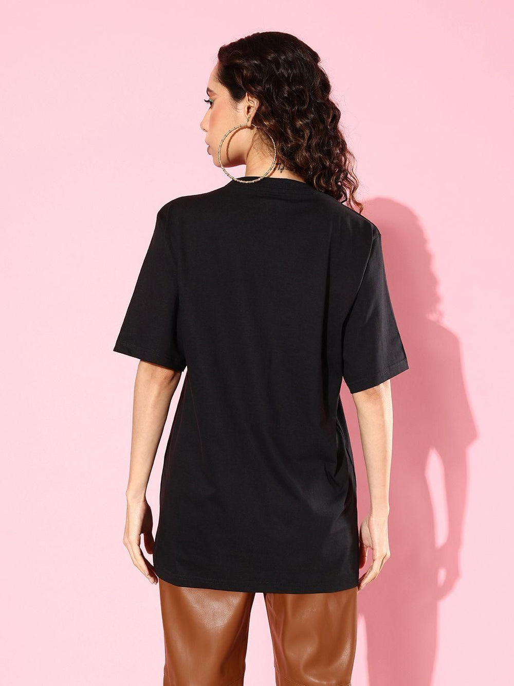 Difference of Opinion Cotton Black Graphic Oversized T-Shirt for Women's - Anu & Alex