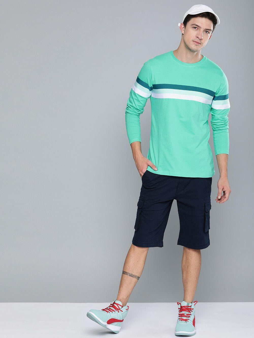 Cotton Color Block Full Sleeves T-Shirt - Anu & Alex