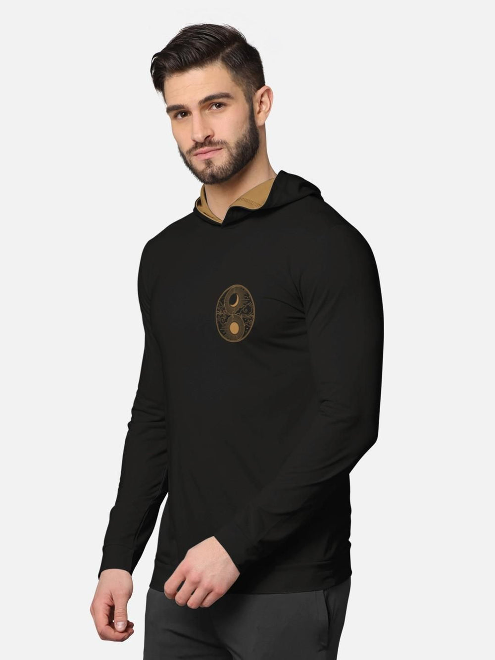 Trendy Front & Back Printed Full Sleeve Hooded T-Shirt for Men's - Anu & Alex