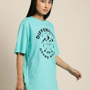 Difference of Opinion Women's Cotton Typographic Oversized T-Shirt - Anu & Alex