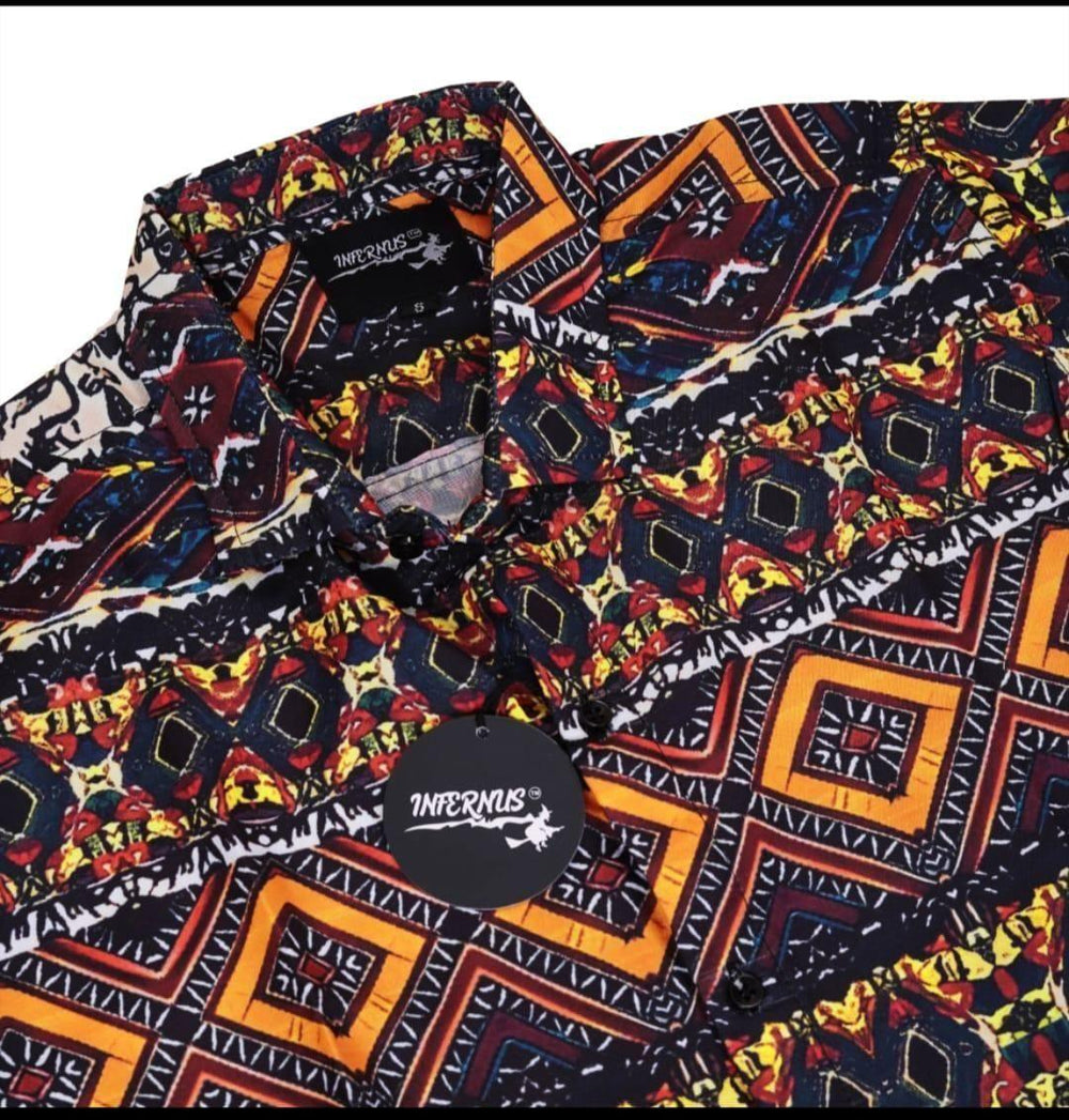 Poly Cotton Printed Half Sleeeves Multicolor Regular Fit Mens Casual Shirt - Anu & Alex