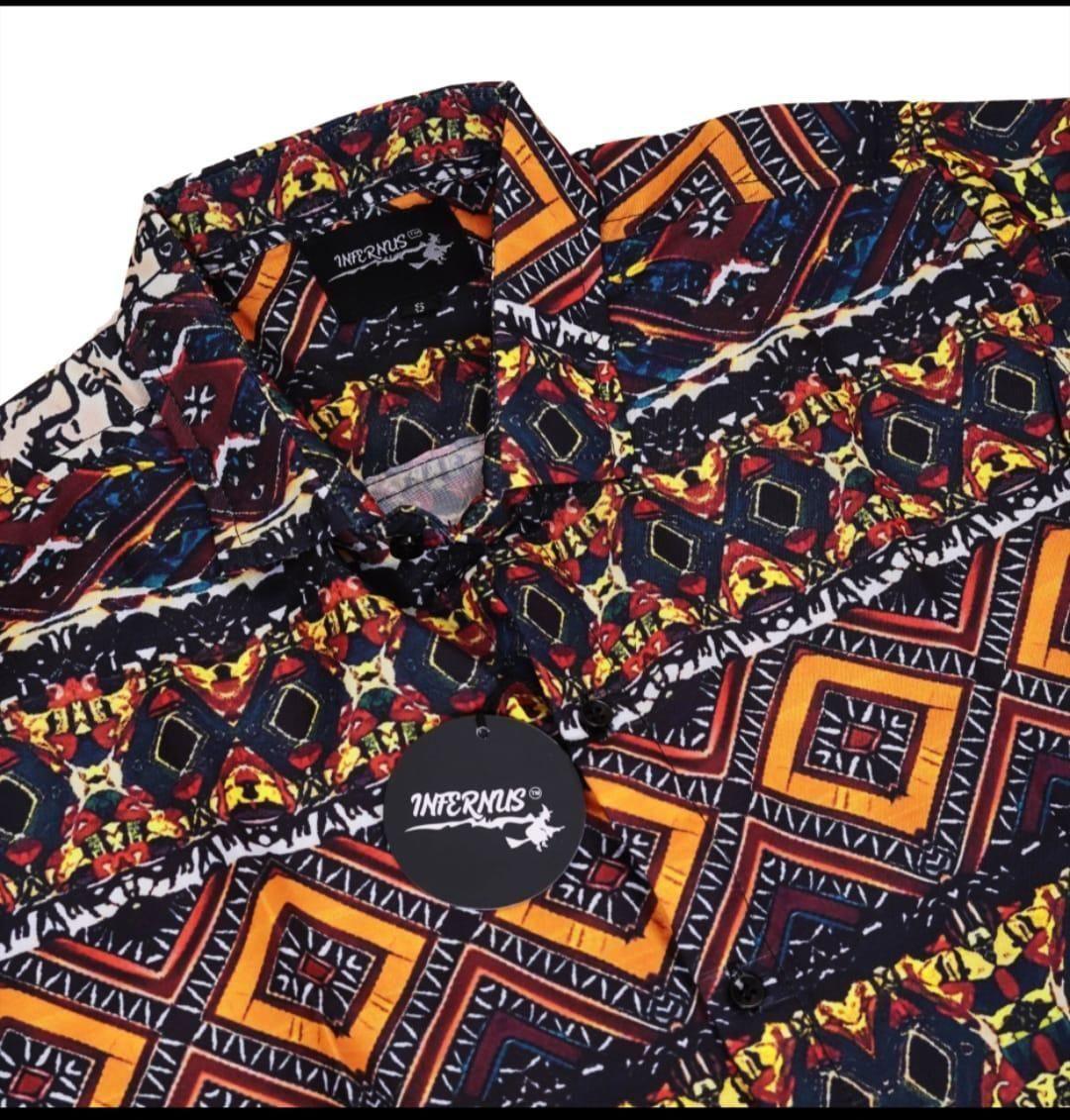 Poly Cotton Printed Half Sleeeves Multicolor Regular Fit Mens Casual Shirt - Anu & Alex