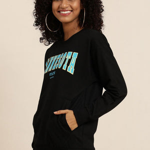 Dillinger Women's Black Typographic Oversized Sweatshirt - Anu & Alex