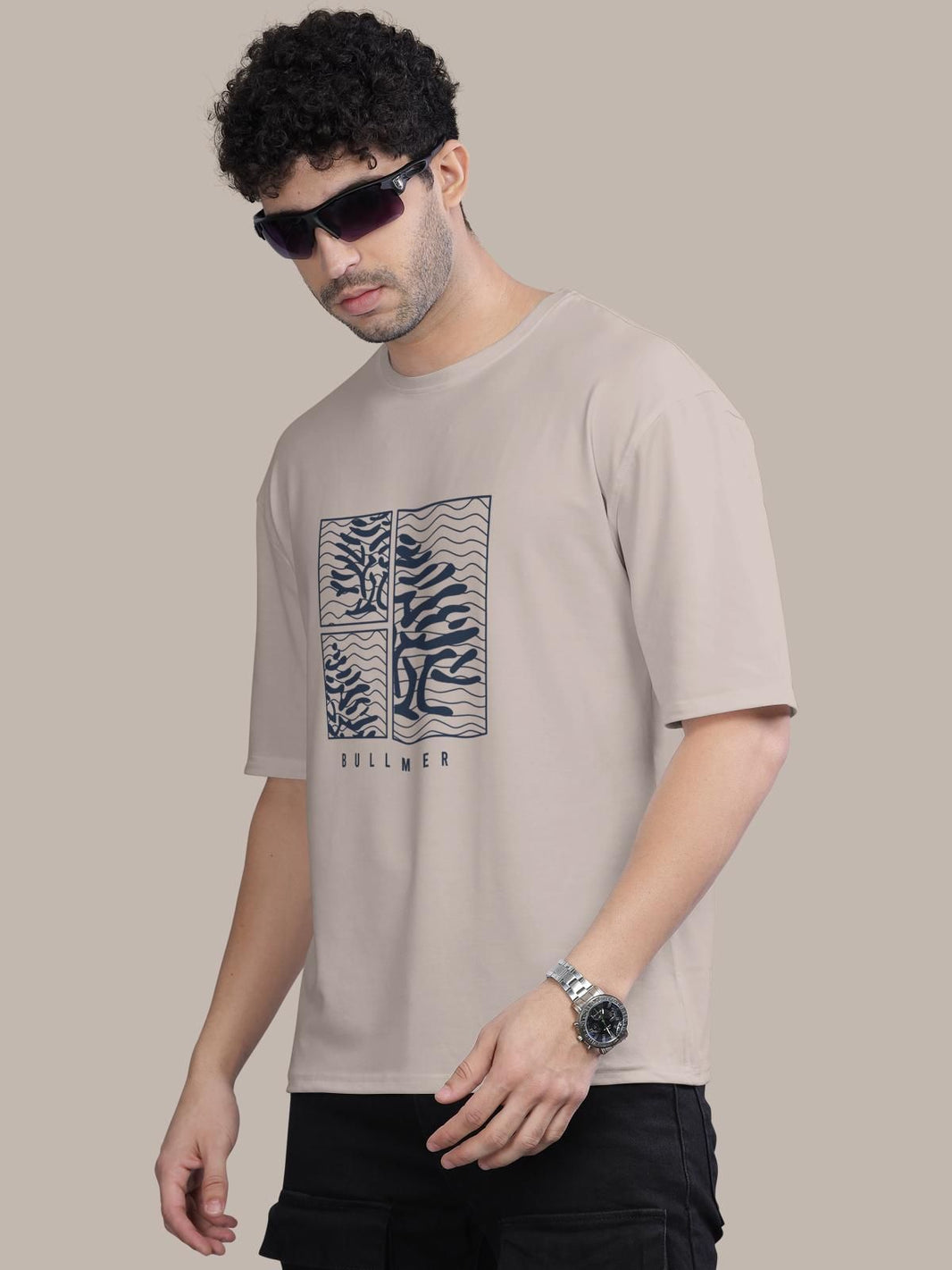 Trendy Cotton Blend Graphic Print Oversized T-Shirt for Men's - Anu & Alex