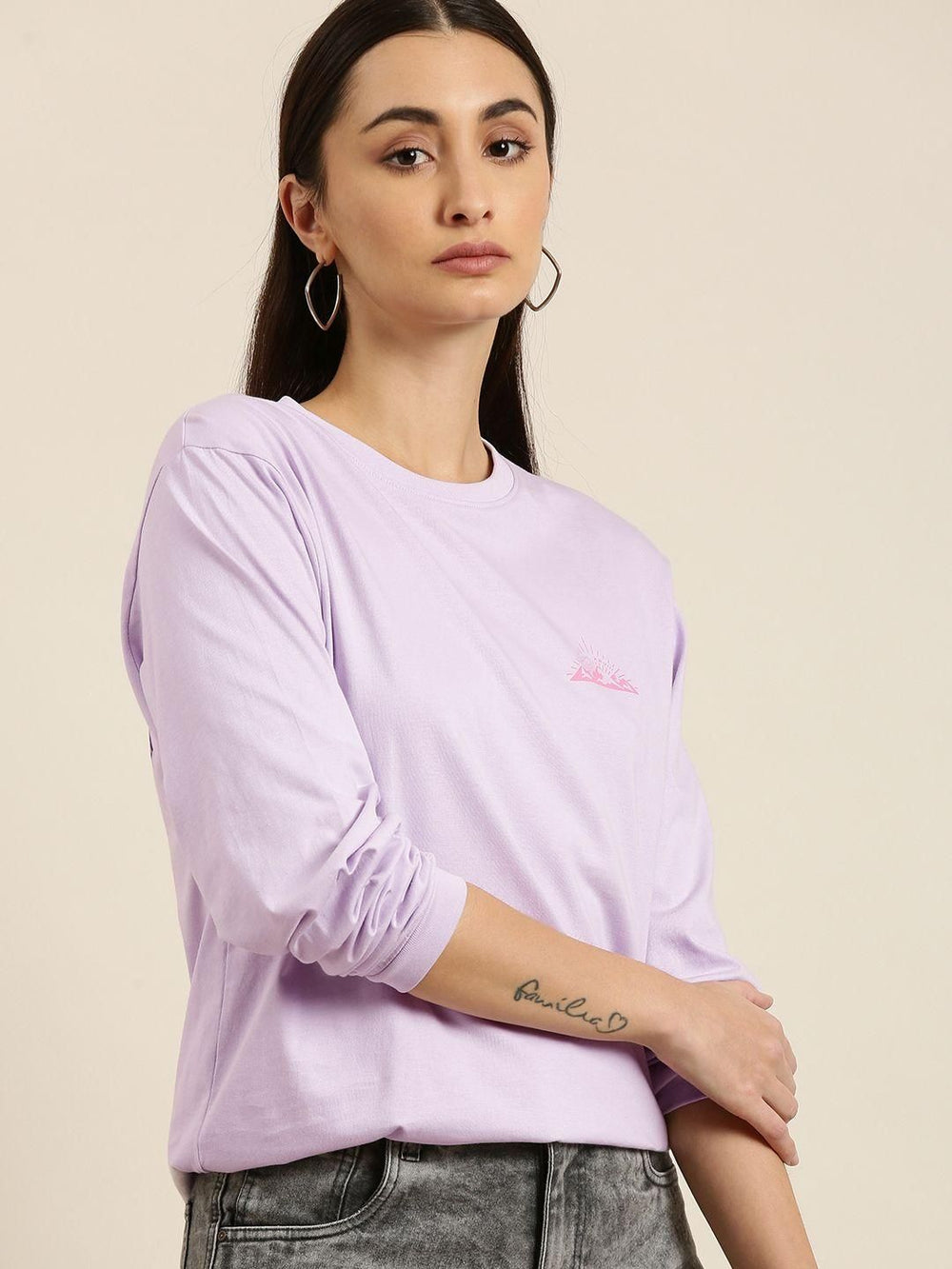 Dillinger Women's Lavender Graphic Oversized T-Shirt - Anu & Alex