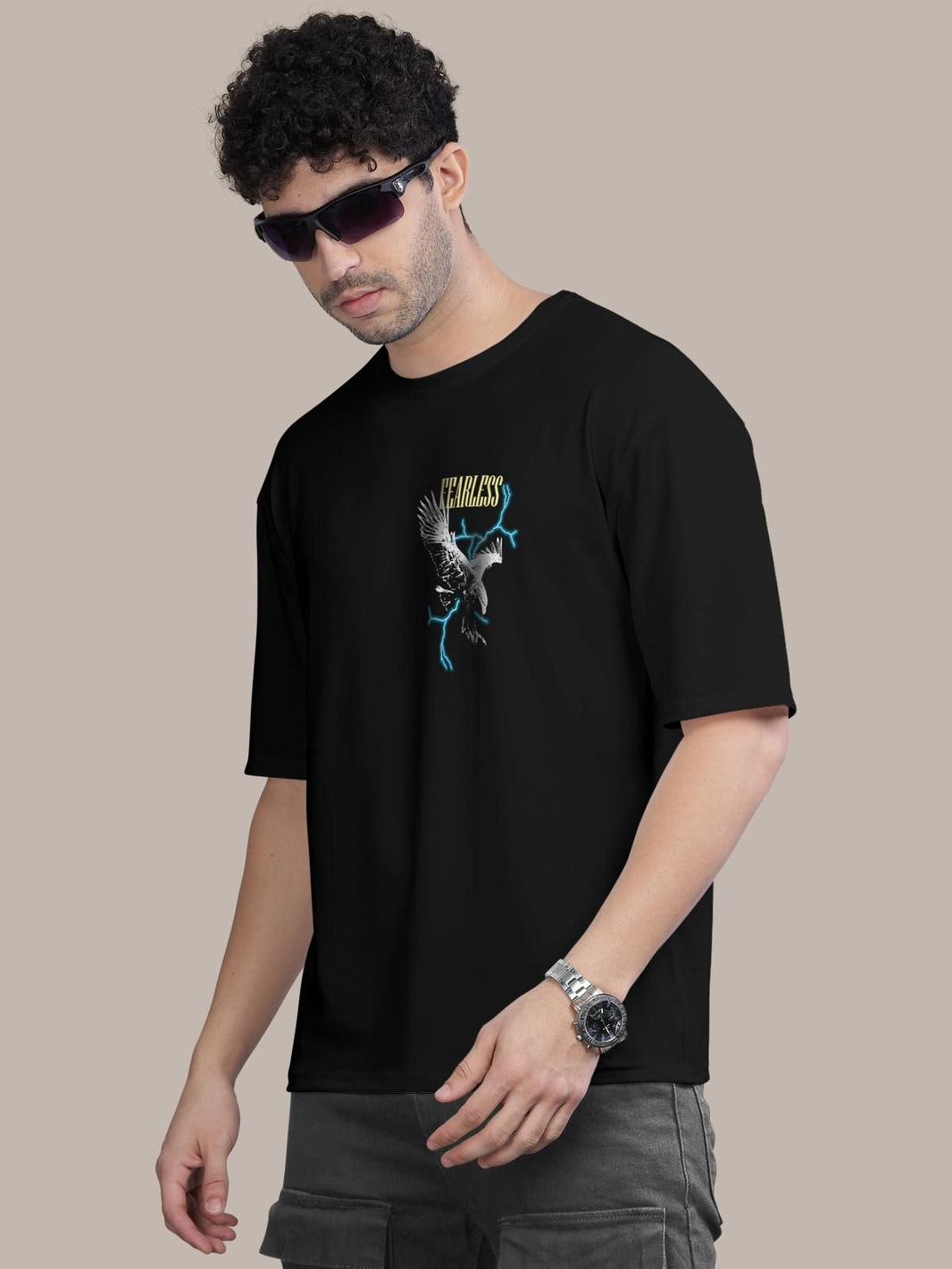 Trendy Cotton Blend Graphic Print Oversized T-Shirt for Men's - Anu & Alex