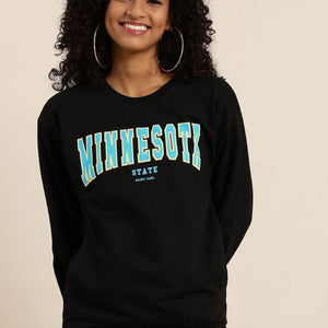 Dillinger Women's Black Typographic Oversized Sweatshirt - Anu & Alex