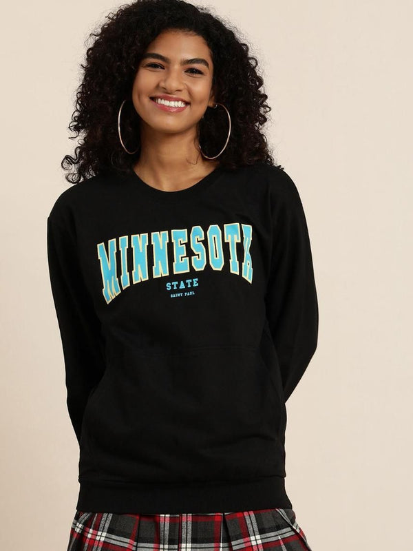 Dillinger Women's Black Typographic Oversized Sweatshirt - Anu & Alex