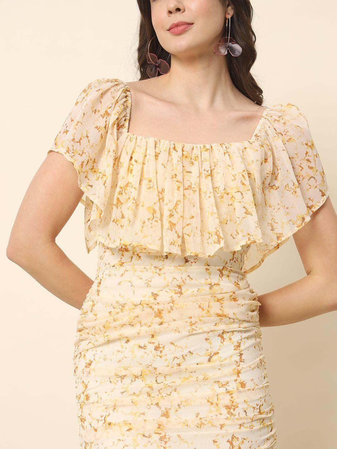 Trend Arrest Women's Polyester Printed Off Shoulder Short Dress - Anu & Alex