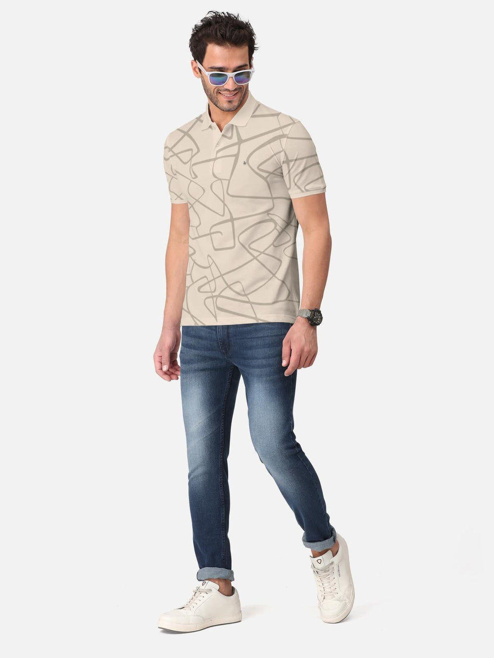 Trendy Graphic Print Half Sleeve Polo T-Shirt for Men's - Anu & Alex