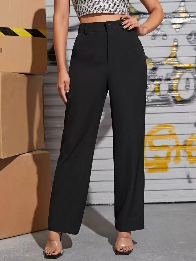 Elegant Grey & Black Lycra Solid Trousers Combo For Women - Anu & Alex